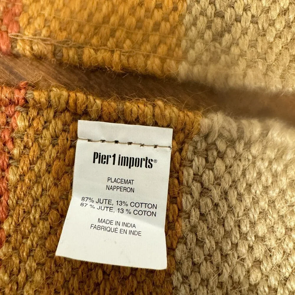 Pier 1 One Set of 3 Jute Woven Placemats Fringe NEW
